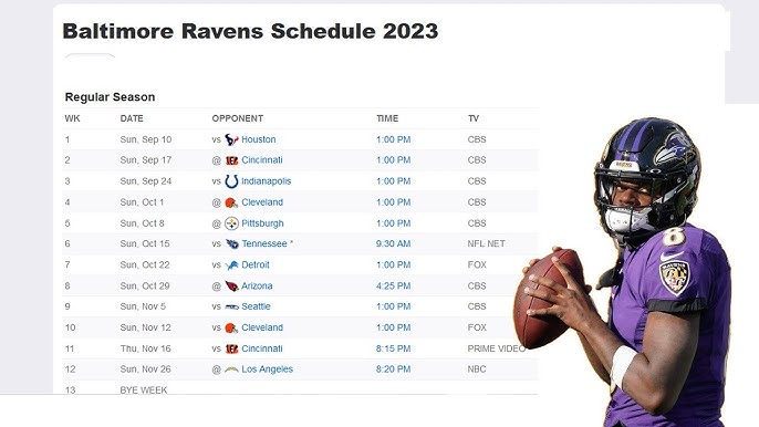 ravens schedule 2023