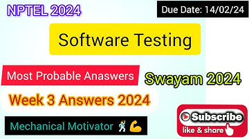 Software Testing | Week 3 Quiz | Assignment 3 Solution | NPTEL | SWAYAM 2024