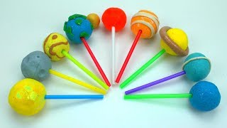 Lollipops Planets and Sun with Glitter Play Doh | 123 Numbers Count