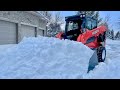 PLOWING A FOOT OF SNOW!!! -  KUBOTA SSV65 using an 8 FOOT BUCKET (SUBARU FUN IN THE SNOW)