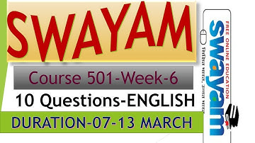 SWAYAM SOLVED MCQs ! WEEK -06 ! COURSE 501 ! 10 QUESTIONS