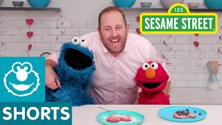 sesame street valentines day red velvet pancakes cookie monster snack chat with joel gamoran