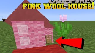 Minecraft: LIVE INSIDE PINK WOOL!! (REAL PINK WOOL HOUSE BLOCK!) Custom Command