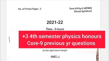 +3 4th semester physics honours core-9 questions for all odisha University and autonomous college
