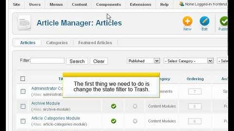‪Joomla 2.5 - ‬Trash Manager