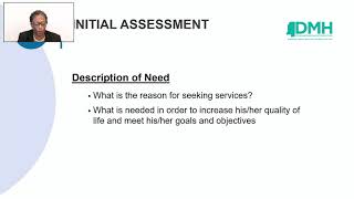 DMH's Golden Thread 1 - Planning and Assessment