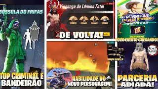URGENTE!! BANDEIRÃO, HABILIDADE NOVO PERSONAGEM, PARCERIA ADIADA, NOVOS EVENTOS, NOVIDADES FREE FIRE