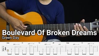 Boulevard Of Broken Dreams - Green Day - Fingerstyle Guitar Tutorial TAB