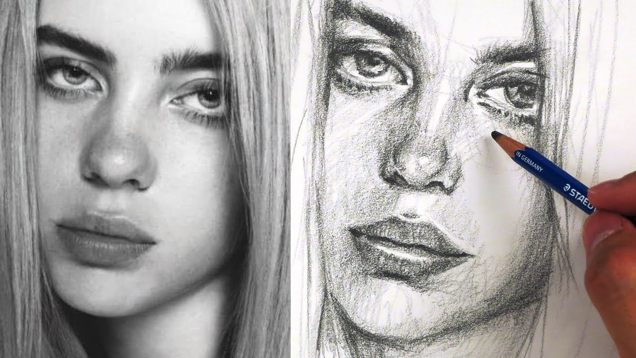 How To Draw Billie Eilish  Sketch Tutorial Step by Step  YouTube