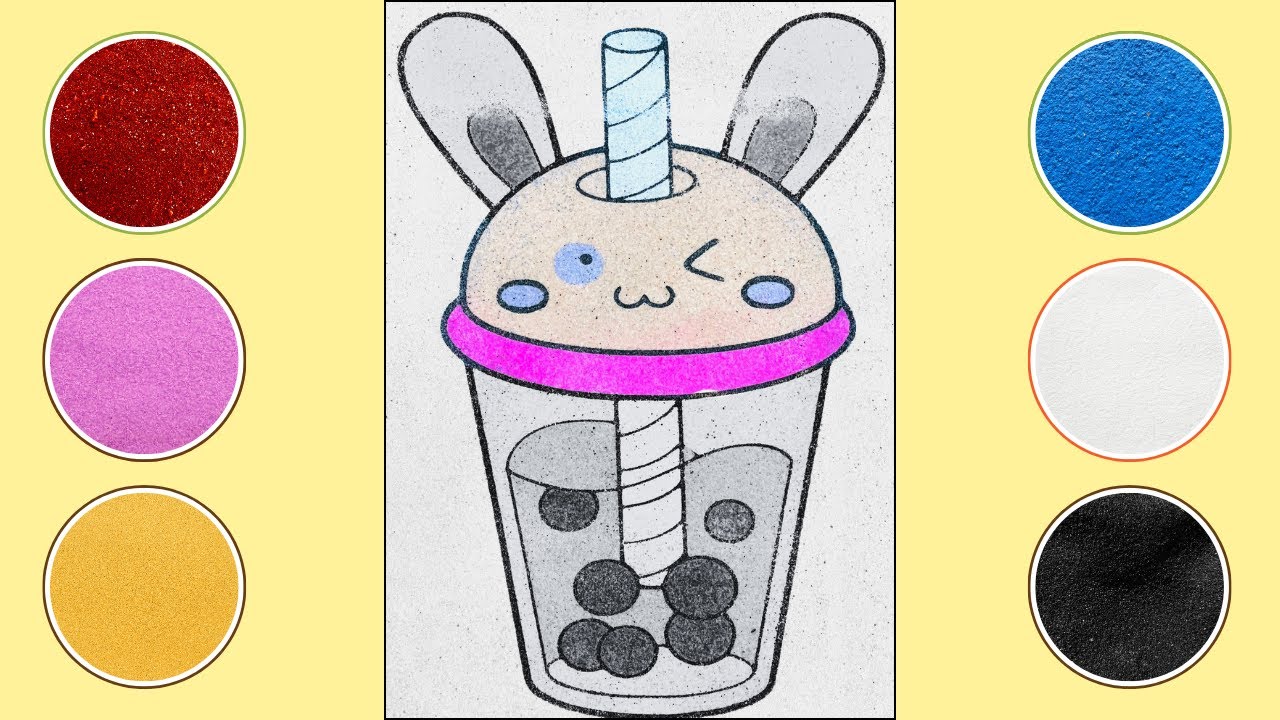 Fun and Creative Milk Tea Cup Sand Art Coloring! 
