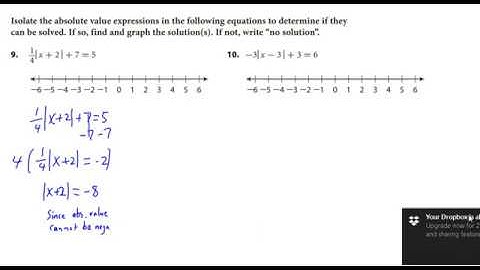 Algebra 2 Chapter 2.2 Exercises 1-16 Solving Absolute Value Equations