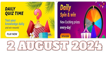 Amazon Quiz Answers Today | 2 August 2024 | @dailyquiztime #amazonfunzon