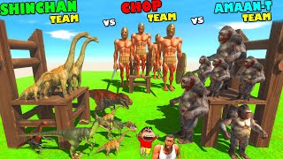 SHINCHAN TEAM vs CHOP TEAM vs AMAAN TEAM in Animal Revolt Battle Simulator | Dinosaur Game ARBS