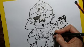 Tutorial Como Desenhar O Eugenio Pirata Do Brawlstars Passo A Passo Youtube - brawl star desenhos do eugenio