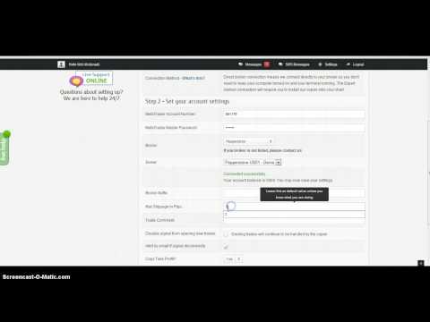 Direct Broker Connection Settings on SimpleTrader.net