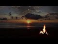 🔥CAMPFIRE🔥 ON A BEACH(1 HOUR) RELAXING SOUND OF THE OCEAN WAVE AND FIRE CRACKLING SOUND.