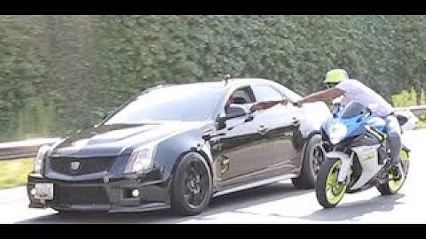 Gsxr 750 vs Cadillac CTS-V Part 2 ($5,000 Bet!)