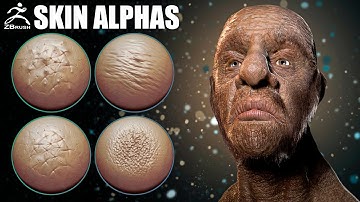 ZBrush - Skin Alphas Timelapse + Polypaint & Render. Sculpting skin details