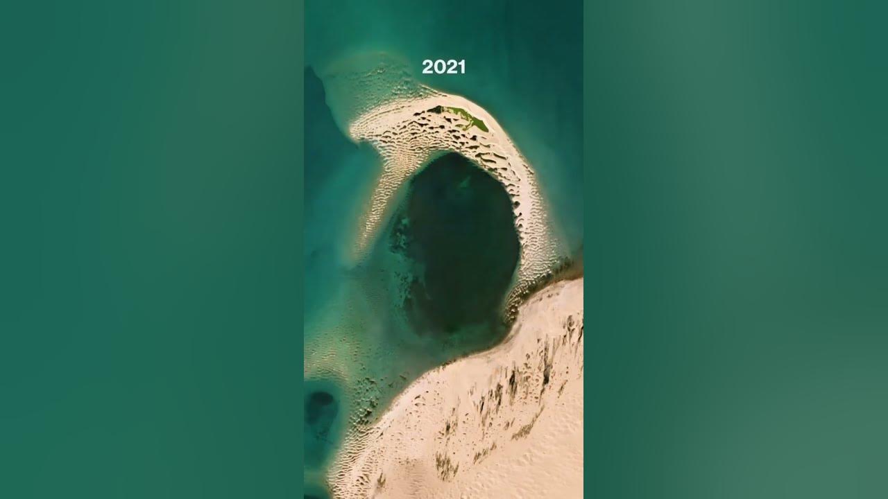 A sandbar submerges on the shoreline of Qinghai Lake, located in northwest China.