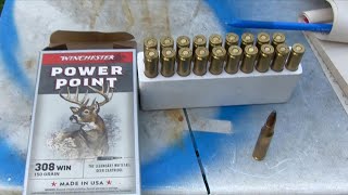 Winchester PowerPoint 150gr 308 ballistics gel test and chronograph screenshot 3