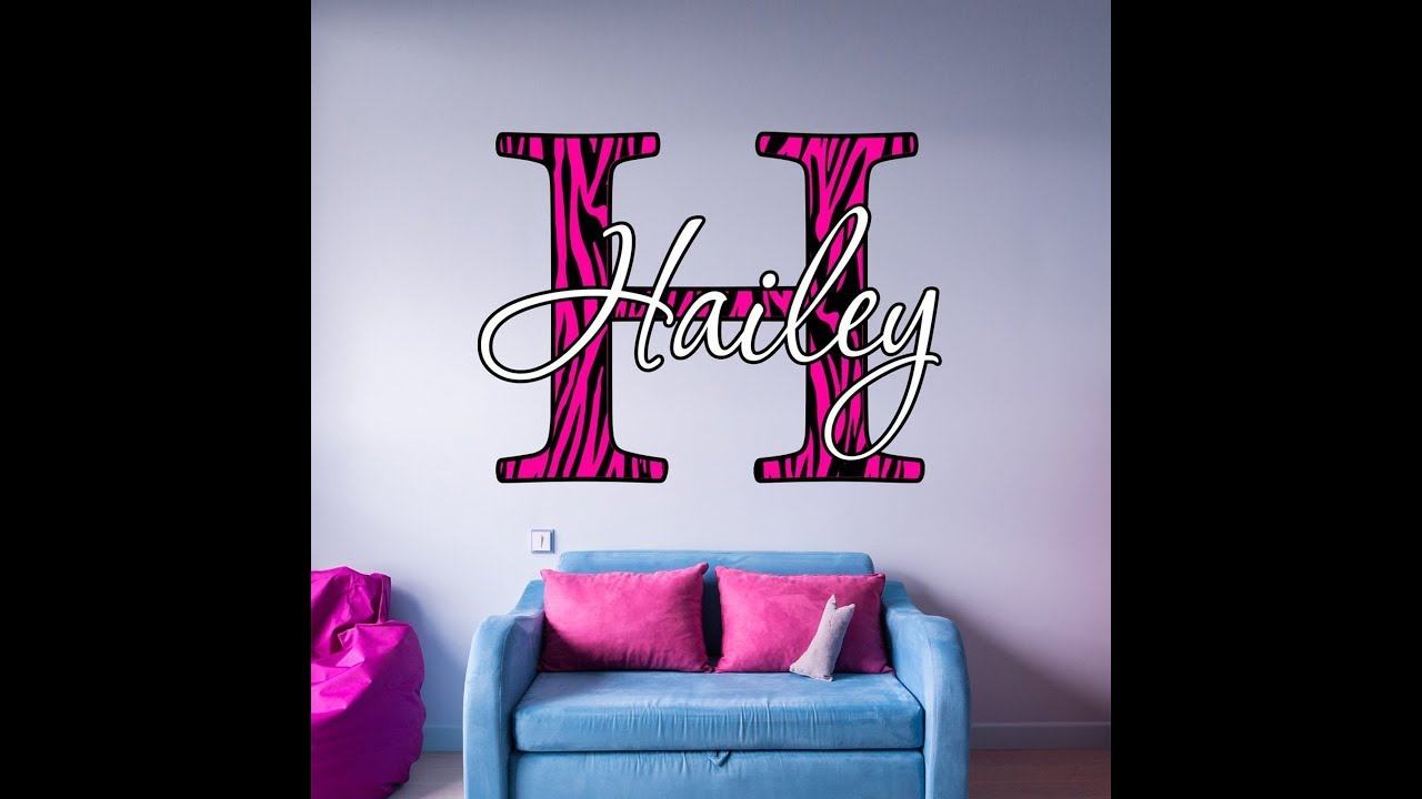 How To Apply Custom Wall Decal - Personalized Zebra Print Name Vinyl ...