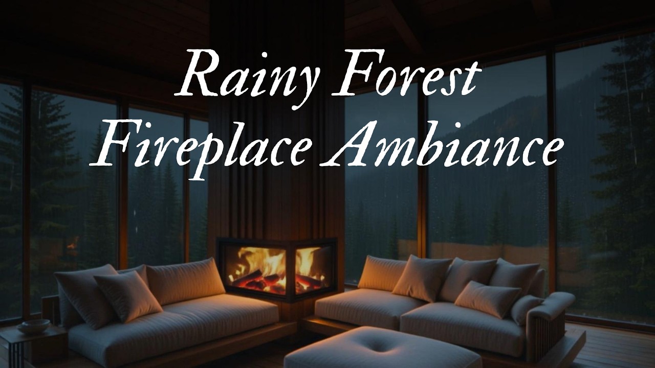Rainy Forest Fireplace Ambiance