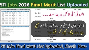STI Jobs Final Merit List Uploaded |STI Final Merit List Check Online |STI Jobs Merit List Portal