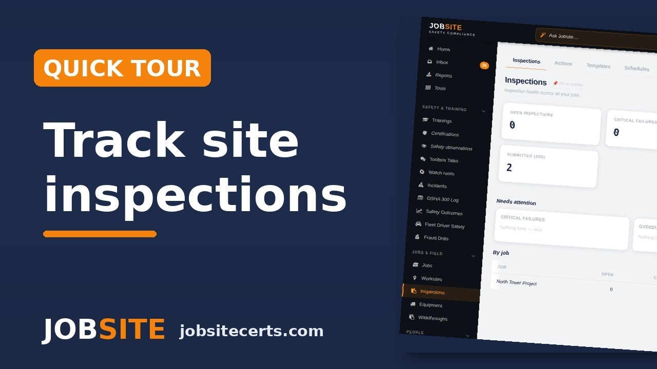 Site Inspections Across Every Job — Jobsite Quick Tour