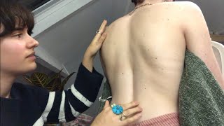 ASMR back relaxation: tracing, scratching, brushing