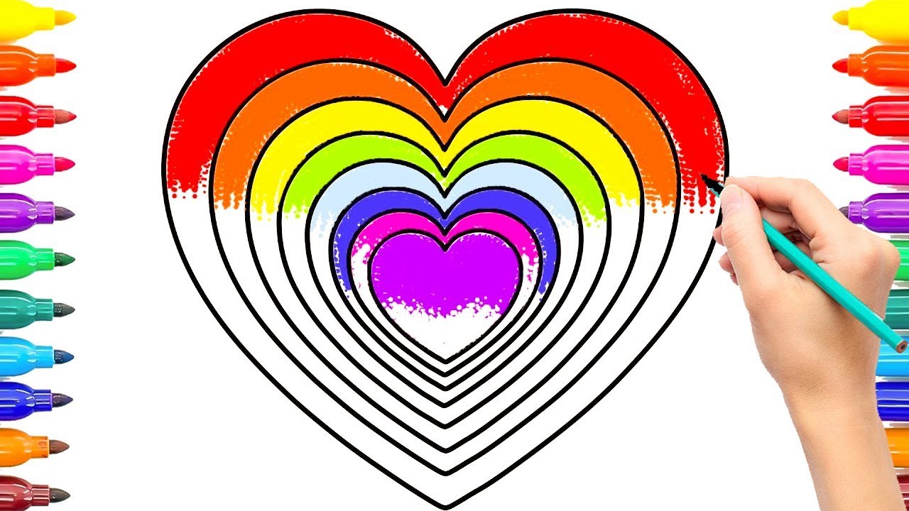 Rainbow Heart Coloring Sheet