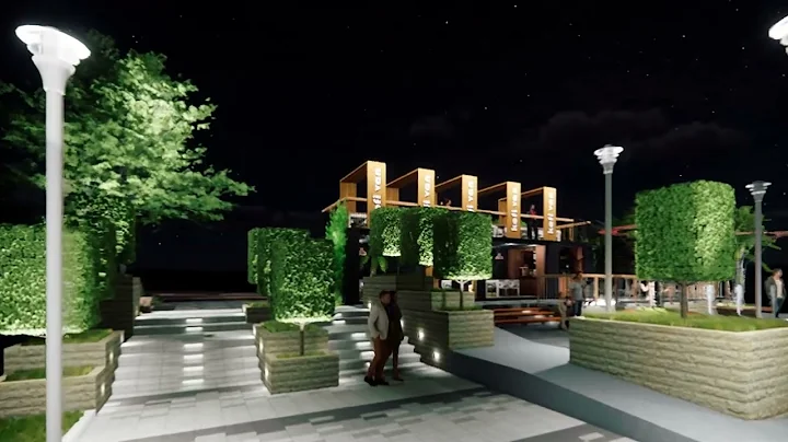 Sketchup Layout + Enscape render | Landscape Architecture | Container Van Cafe Design