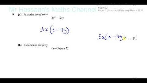 0580/22/F/M/20 (IGCSE) Paper 22 Q9 Factorising HCF