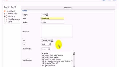 How to add a module sidebar to iJoomla SideBars