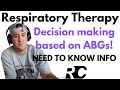 Respiratory therapist assessing needs based on abgs