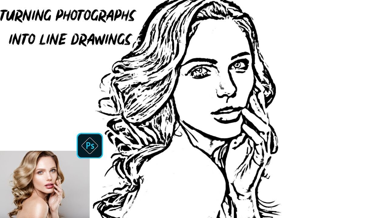 Turn photo into line drawing photoshop - Photoshop tutorial - YouTube