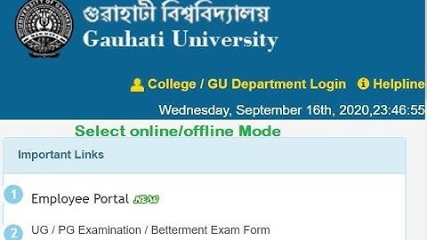 *Use Earphones* Select Mode of Examination in GU portal | Offline/Online mode not found after login|