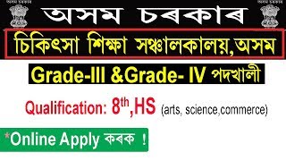 Directorate of Medical Education, Assam Dibrugarh Recruitment 2020 [Grade III & Grade IV]