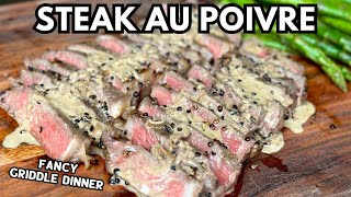 Griddling Up A Classic French Steak Dinner: Steak Au Poivre On The Flat Top!