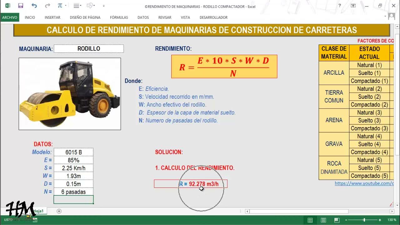 EXCEL para Rendimiento de Maquinaria RODILLO HebMERMA YouTube