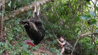 turkey tracks, make wire traps to trap turkeys, survival skills, survival alone