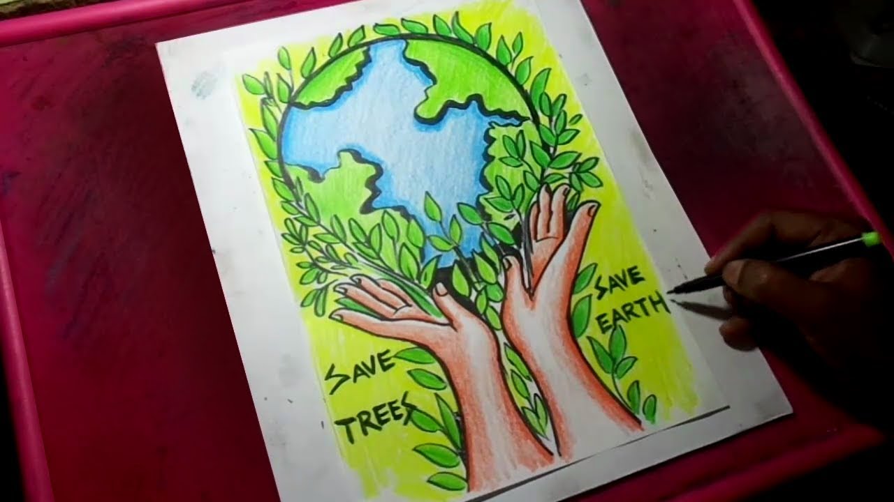 How to Draw Save Trees / Save Earth Poster Drawing YouTube