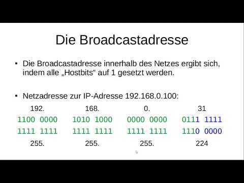 Video: Ist die Broadcast-Adresse mit dem Standard-Gateway identisch?