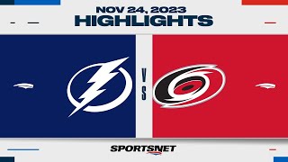 NHL Highlights | Lightning vs. Hurricanes - November 24, 2023