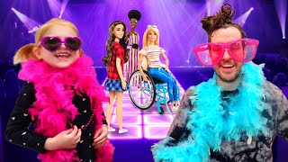 BARBiE RUNWAY SHOW inside our HOUSE!! Adley does a pretend play magic makeover and new toy reveal!