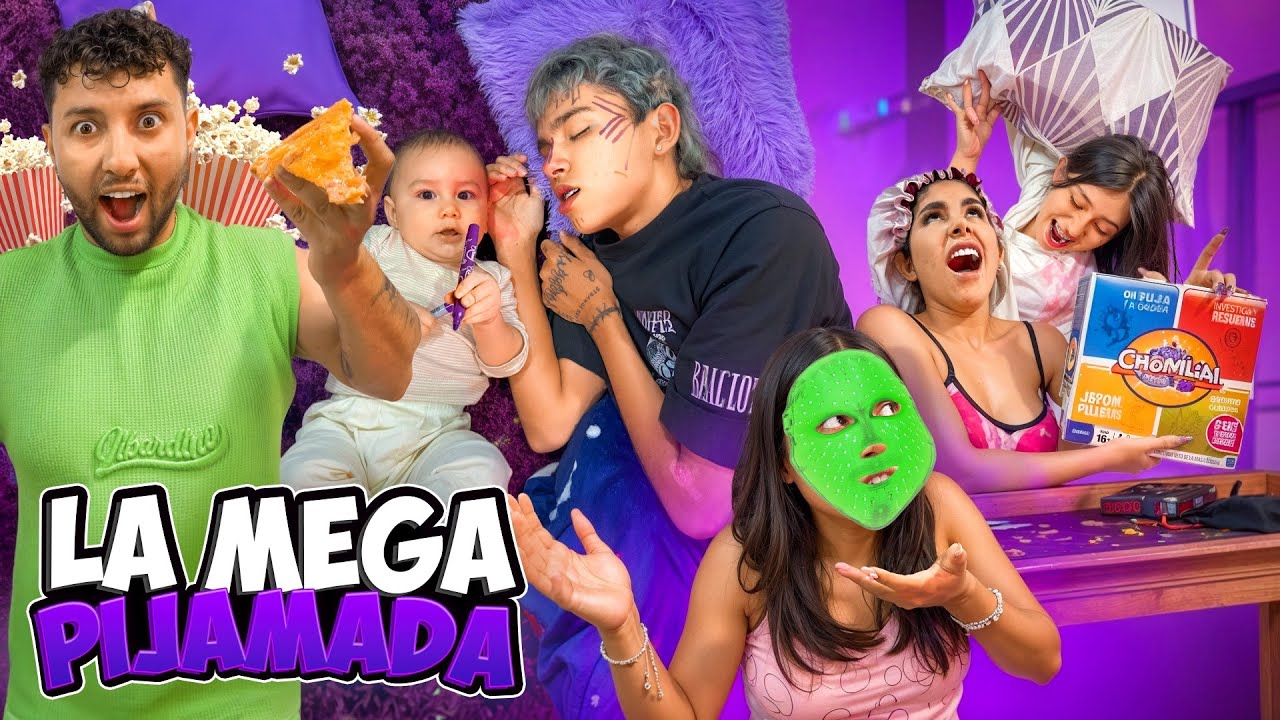 PIJAMADA TODA LA NOCHE🛌😂🍡(PERDEDOR EL QUE SE DUERMA)😈// FAMILIA RECOCHA