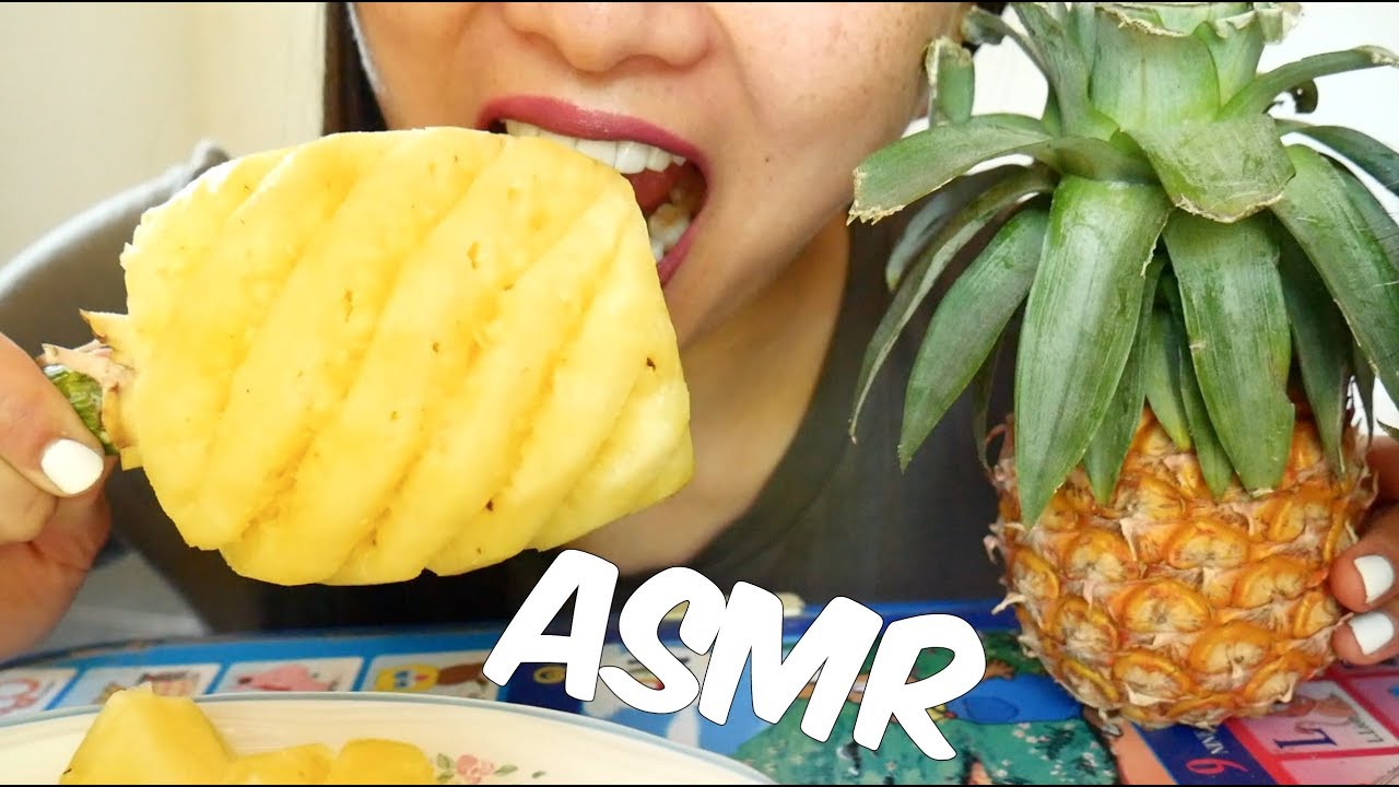 ASMR WHOLE Juicy Pineapple (Eating Sounds) | SAS-ASMR chewing gum silence
