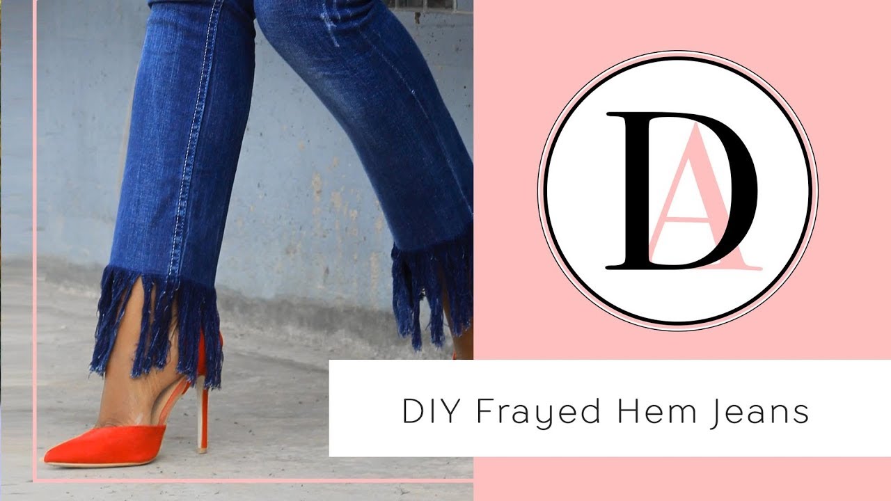 Easy DIY Frayed Hem Jeans #Refashion 