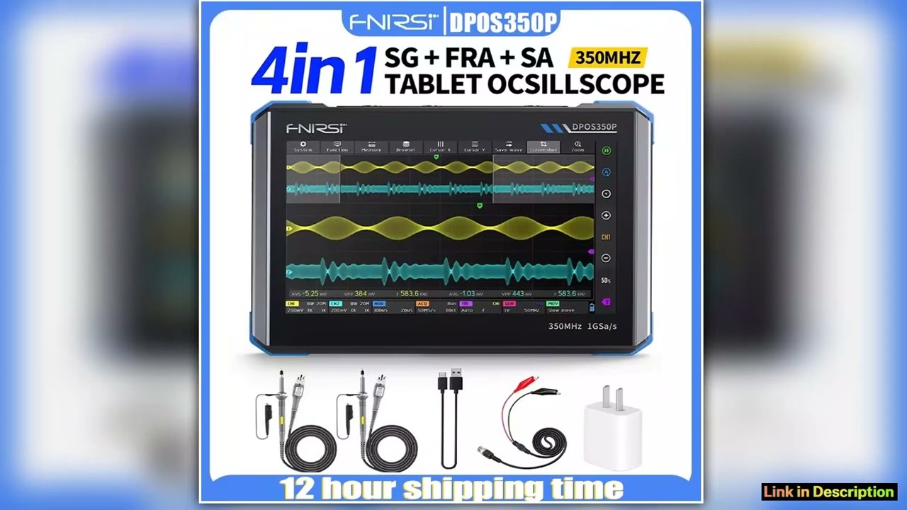 FNIRSI DPOS350P Frequency Response Analyzer Four In One Flat Oscilloscope 2Channel 350MHz Signal
