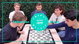 Magnus Carlsen Commentary || Sebastian v Aryan, Part 2 || Office Jam