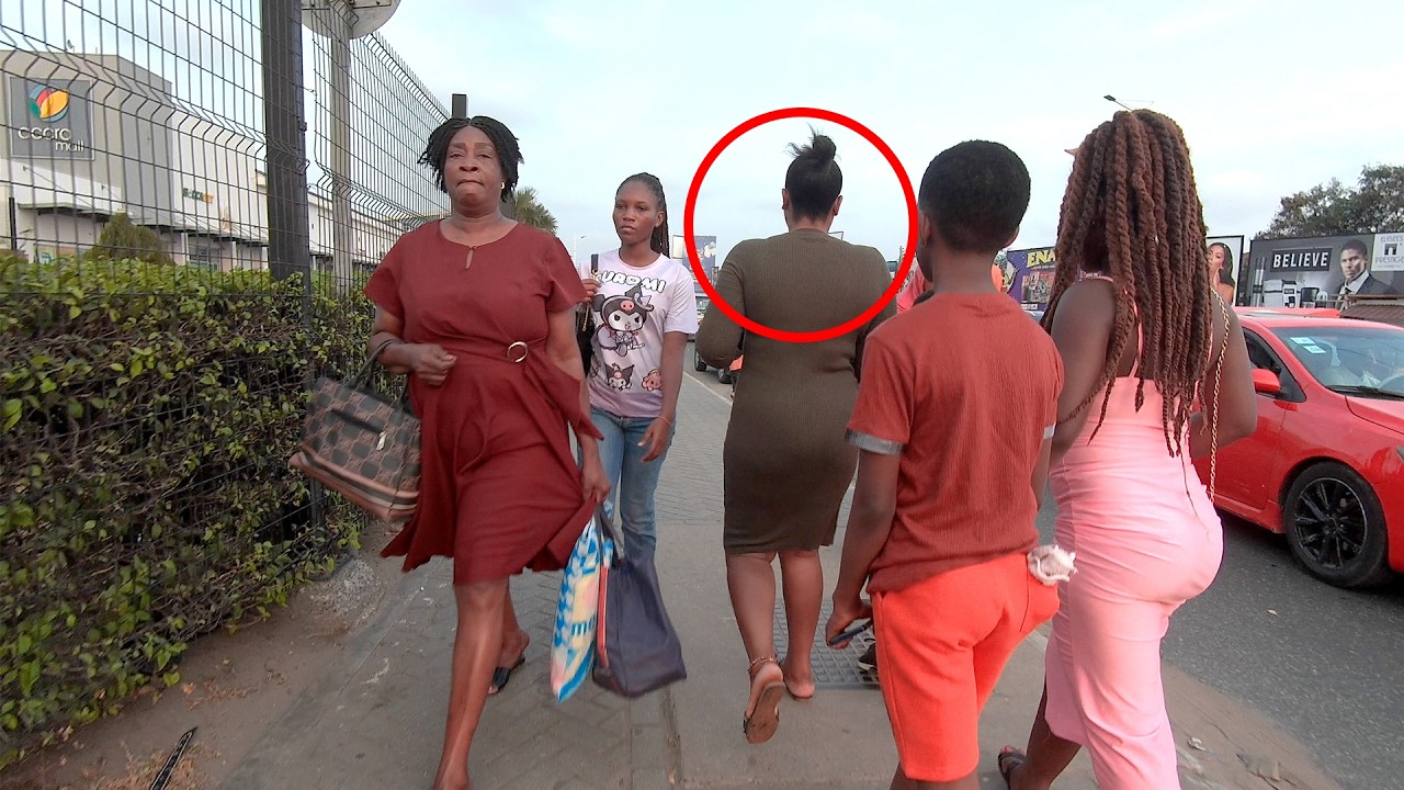 Accra City ASMR: Real Life Street Walk Near Mall – Car Sounds & Girls in Ghana